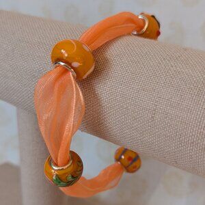 Sunlit Citrus Orange Ribbon Bracelet